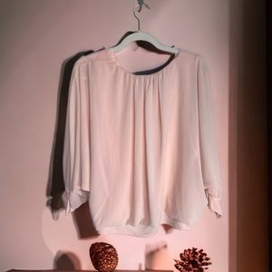 Relativity poncho top sheer overlay fully lined women's XL pale pink stretchy